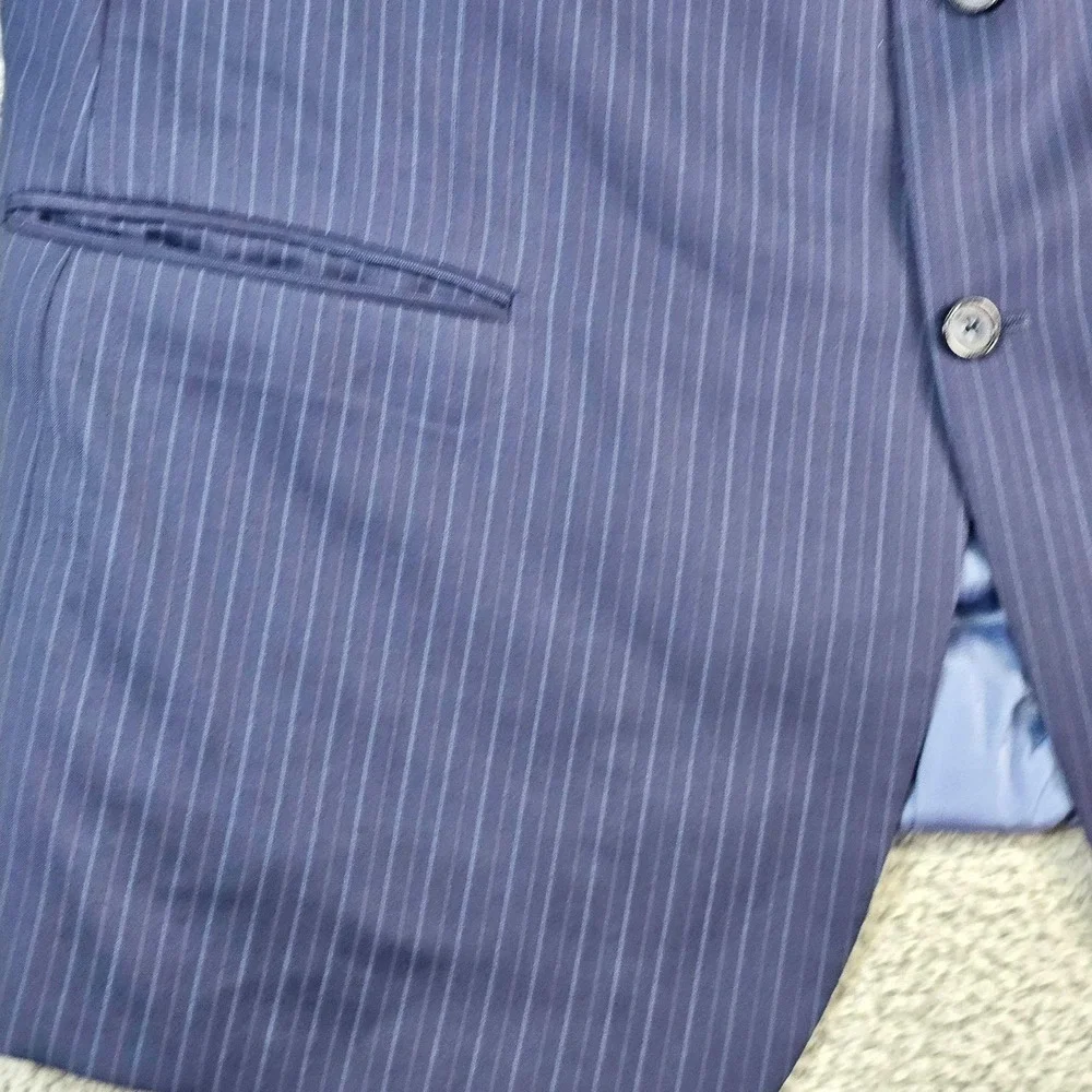 Hart Schaffner Marx Suit Jacket Mens 50L Blue Pinstripe Wool Chicago Fit